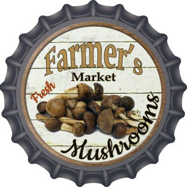 Farmers Market Mushrooms Novelty Metal Bottle Cap 12 Inch Sign