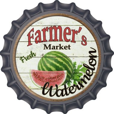 Farmers Market Watermelon Novelty Metal Bottle Cap 12 Inch Sign