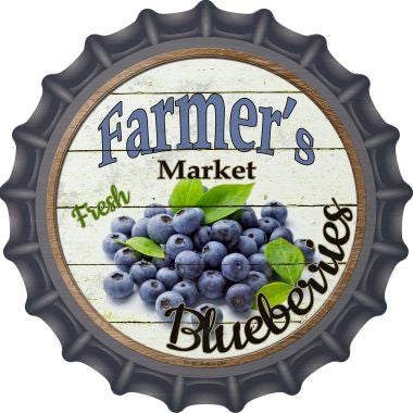 Farmers Market Blueberries Novelty Metal Bottle Cap 12 Inch Sign