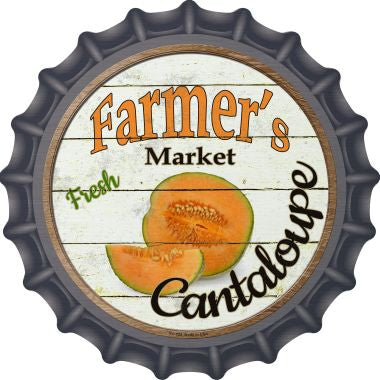 Farmers Market Cantaloupe Novelty Metal Bottle Cap 12 Inch Sign