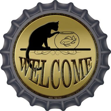 Welcome With Cat Novelty Metal Bottle Cap BC-633