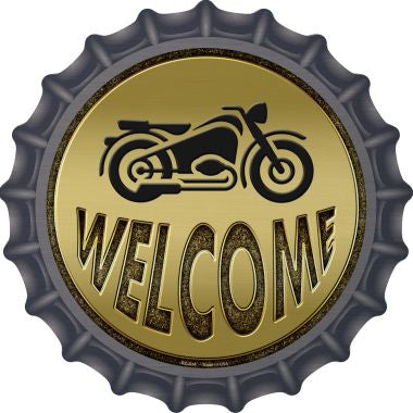 Welcome With Motorcycle Novelty Metal Bottle Cap BC-634