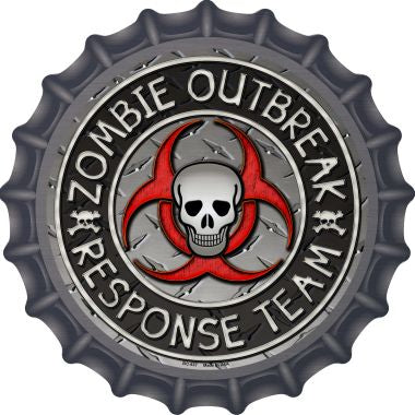 Zombie Outbreak Novelty Metal Bottle Cap 12 Inch Sign