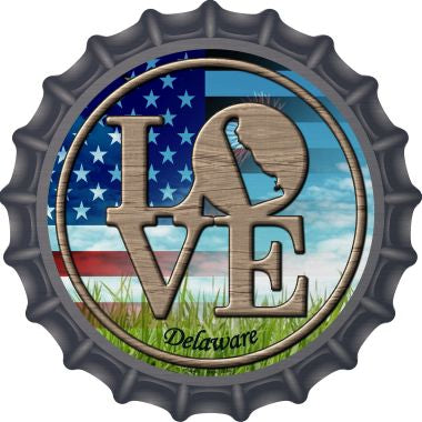 Love Delaware Novelty Metal Bottle Cap 12 Inch Sign