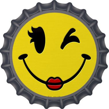 Girl Wink Smile Novelty Metal Bottle Cap BC-731