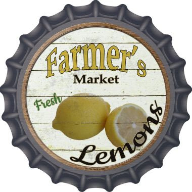 Farmers Market Lemons Novelty Metal Bottle Cap 12 Inch Sign