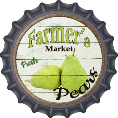 Farmers Market Pears Novelty Metal Bottle Cap 12 Inch Sign