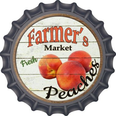 Farmers Market Peaches Novelty Metal Bottle Cap 12 Inch Sign