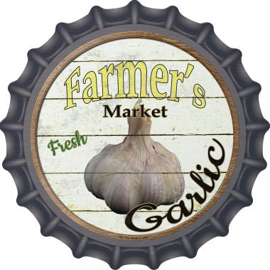 Farmers Market Garlic Novelty Metal Bottle Cap 12 Inch Sign
