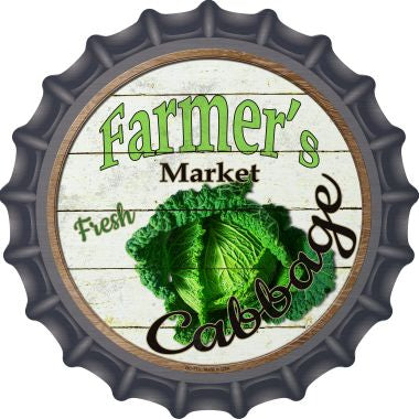 Farmers Market Cabbage Novelty Metal Bottle Cap 12 Inch Sign