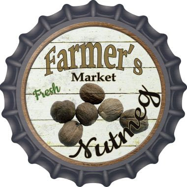 Farmers Market Nutmeg Novelty Metal Bottle Cap 12 Inch Sign
