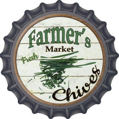 Farmers Market Chives Novelty Metal Bottle Cap 12 Inch Sign