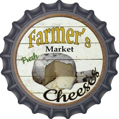 Farmers Market Cheeses Novelty Metal Bottle Cap 12 Inch Sign