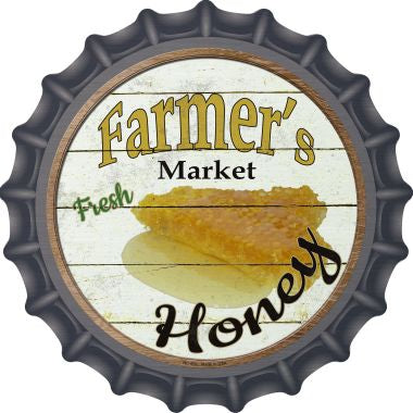 Farmers Market Honey Novelty Metal Bottle Cap 12 Inch Sign