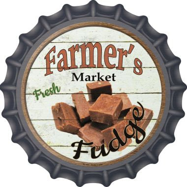 Farmers Market Fudge Novelty Metal Bottle Cap 12 Inch Sign