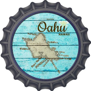 Oahu Hawaii Map Novelty Metal Bottle Cap BC-820