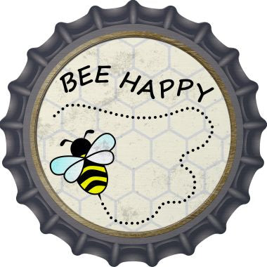 Bee Happy Novelty Metal Bottle Cap BC-825