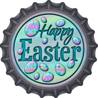 Happy Easter with Eggs Novelty Metal Bottle Cap 12 Inch Sign