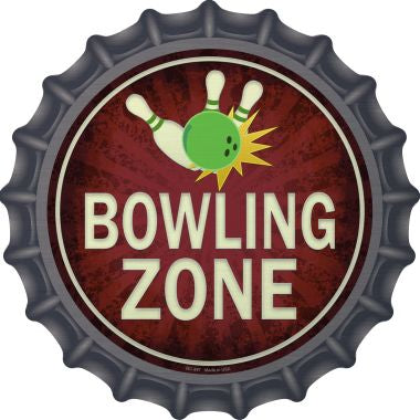 Bowling Zone Novelty Metal Bottle Cap 12 Inch Sign