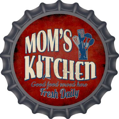 Mom's Kitchen Novelty Metal Bottle Cap 12 Inch Sign