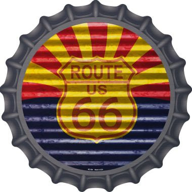 Route 66 Arizona Flag Novelty Metal Bottle Cap 12 Inch Sign