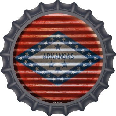 Arkansas Flag Corrugated Effect Novelty Metal Bottle Cap 12 Inch Sign