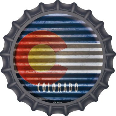 Colorado Flag Corrugated Effect Novelty Metal Bottle Cap 12 Inch Sign