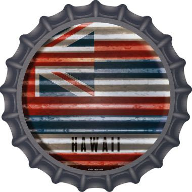 Hawaii Flag Corrugated Effect Novelty Metal Bottle Cap 12 Inch Sign