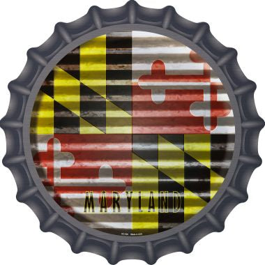 Maryland Flag Corrugated Effect Novelty Metal Bottle Cap 12 Inch Sign