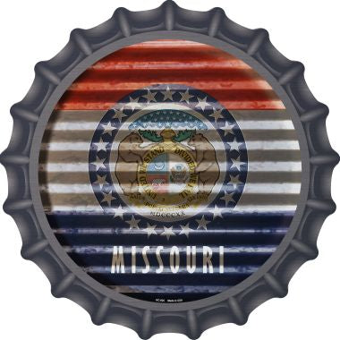 Missouri Flag Corrugated Effect Novelty Metal Bottle Cap 12 Inch Sign
