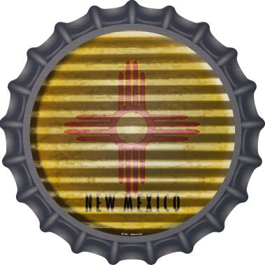 New Mexico Flag Corrugated Effect Novelty Metal Bottle Cap 12 Inch Sign
