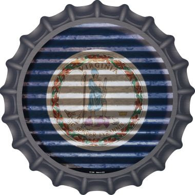 Virginia Flag Corrugated Effect Novelty Metal Bottle Cap BC-956