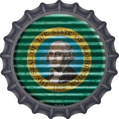 Washington Flag Corrugated Effect Novelty Metal Bottle Cap BC-957