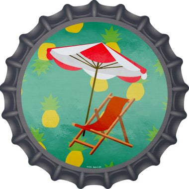 Chair and Umbrella Novelty Metal Bottle Cap 12 Inch Sign
