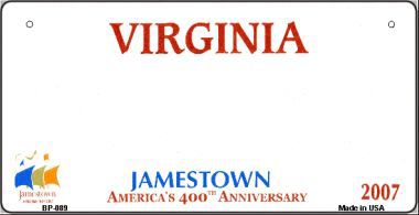 Virginia Novelty State Bicycle License Plate