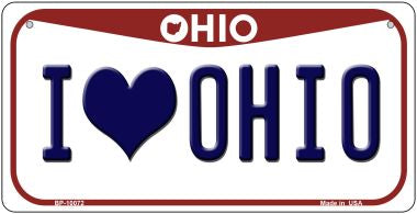 I Love Ohio Novelty Metal Bicycle Plate BP-10072