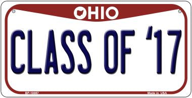 Class Of '17 Ohio Novelty Metal Bicycle Plate BP-10087