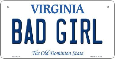 Bad Girl Virginia Novelty Metal Bicycle Plate 