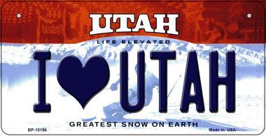 I Love Utah Novelty Metal Bicycle Plate BP-10196
