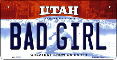 Bad Girl Utah Novelty Metal Bicycle Plate