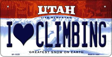 I Love Climbing Utah Novelty Metal Bicycle Plate BP-10230