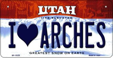 I Love Arches Utah Novelty Metal Bicycle Plate BP-10235