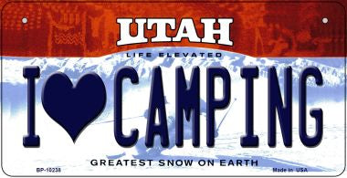 I Love Camping Utah Novelty Metal Bicycle Plate BP-10238