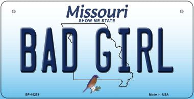 Bad Girl Missouri Novelty Metal Bicycle Plate 