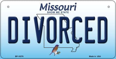 Divorced Missouri Novelty Metal Bicycle Plate BP-10278