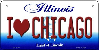 I Love Chicago Illinois Novelty Metal Bicycle Plate BP-10283