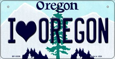 I Love Oregon Novelty Metal Bicycle Plate BP-10339