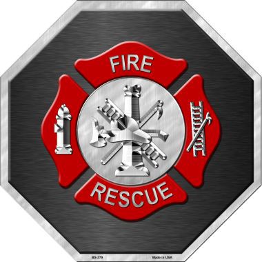 Fire Rescue Metal Novelty Stop Sign