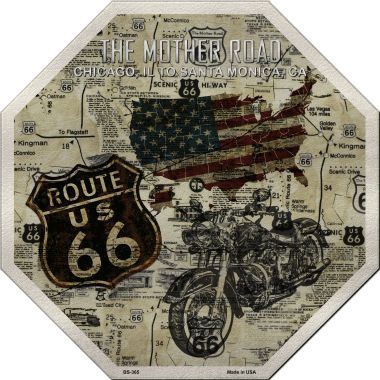 Route 66 Mother Road Vintage Metal Novelty Stop Sign