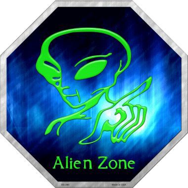 Alien Zone Metal Novelty Stop Sign